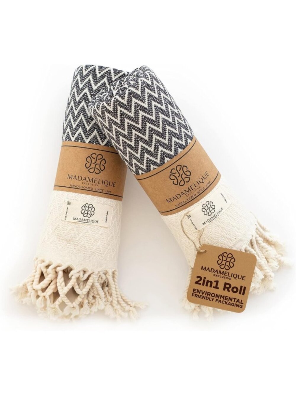 Set of 2 Decorative Hand Towels - 100% Cotton Peshtemal for Bath, Kitchen, Yoga